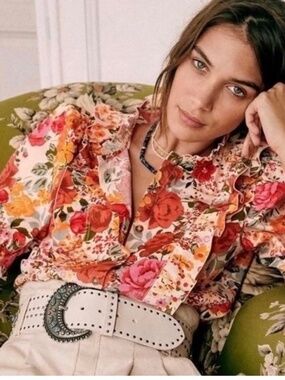 Sezane giulamette shirt sz 36